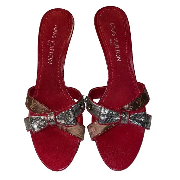 Louis Vuitton Takashi Murakami Monogram Cherry Blossom Logo Heel Sandals Shoes - Picture 3 of 12